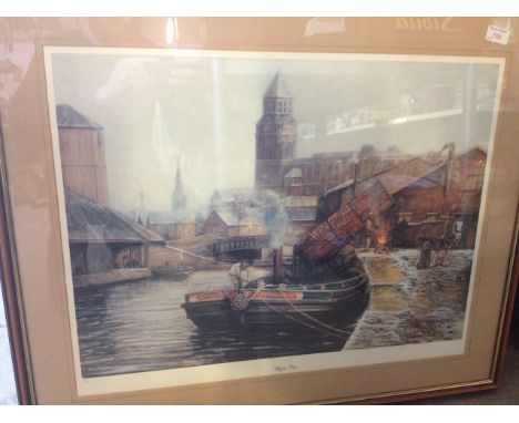 BARROW. SIGNED PRINT OF WIGAN PIER    