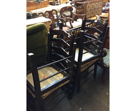 FOUR LADDER BACK CHAIRS