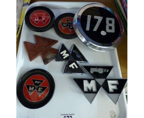 Seven tractor badges, Massey Ferguson etc