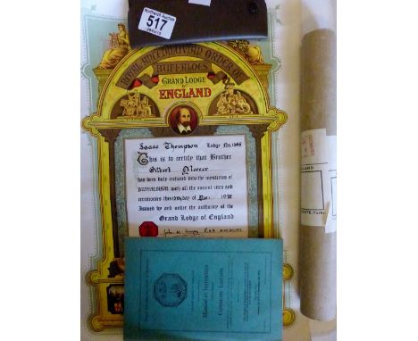 Royal order of Buffaloes medal, certificate and instruction manual