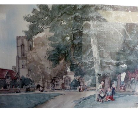 Signed Sturgeon print of country garden scene