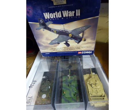 Five model tanks including Tiger, Sherman, Challenger etc