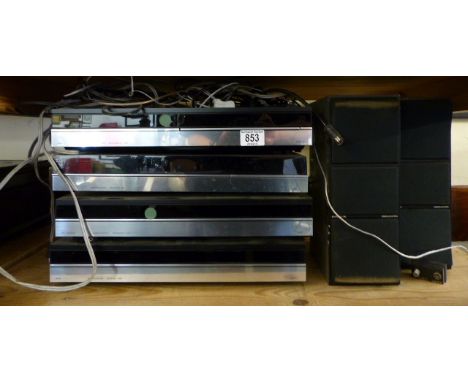 Bang & Olufsen stack comprising Beogram CD type 5152, Beogram 5981, Beomaster 2342 and Beocord 4092 with Beovox CX100 speaker