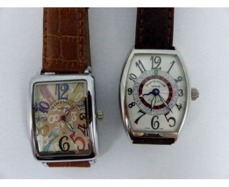 Two gents Vegas and Crazy Colour Dreams wristwatches by Franck Muller on leather straps