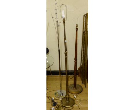 Oak standard lamp and two others