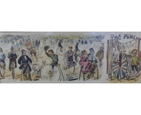 Mr Punch print of Penny Farthing caricature