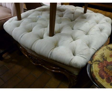 Large button upholstered square stool