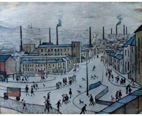 Signed Lowry print of Lowry factory painting