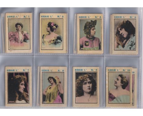 Cigarette cards, South America, Anon, Actresses, 'M' size coloured cards, marked to front 'Serie 1' (91 different cards) (gen
