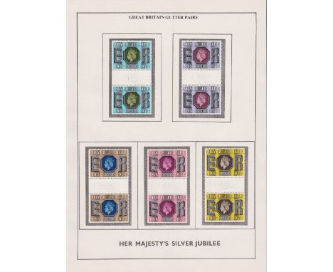 Stamps, collection of mint gutter and traffic light gutter pairs housed in 2 albums on pre-printed pages. 1972 Silver Wedding