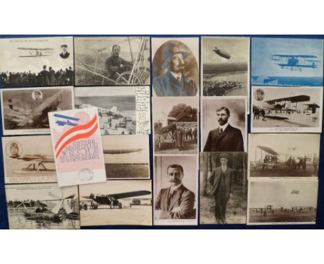 Postcards, Aviation, early to 1930s inc. Orville Wright at Templehofer 1909, W. Wright, Chicago (2), Cody, Daily Mail Water P