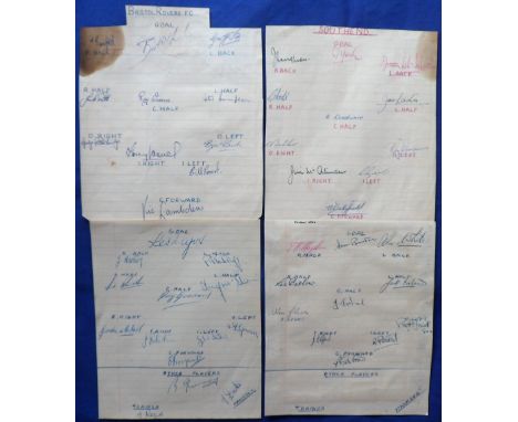 Football autographs, a selection of signatures on 4 exercise book pages circa 49/50, all Division 3 South,  for Swindon, Plym