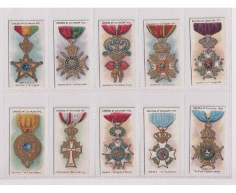 Cigarette cards, Taddy, Orders of Chivalry (set, 25 cards) (no 1 with light staining to back, rest gd/vg) 