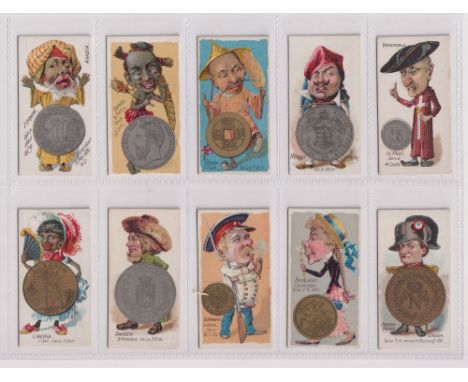 Cigarette cards, USA, Duke's, Coins of the World, 10 different cards, Arabia, Congo, China, Hungary, Venezuela, Liberia, Swed