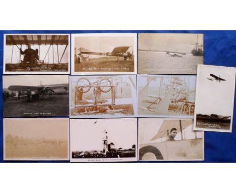 Postcards, an RP Aviation selection of 10 cards inc. Commander Sampson's hydroplane at Shotley, B C Hucks about to take off, 