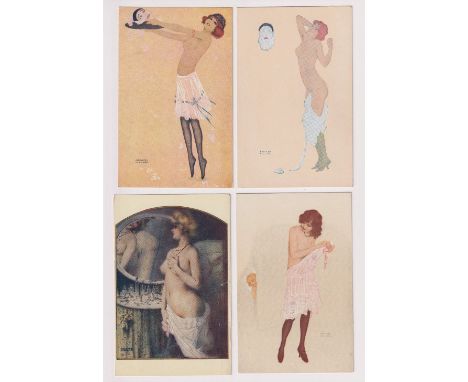 Postcards, Raphael Kirchner, Middle Period, La Paresse, Salone montmartroise, Le petit indescret, Poisson d'April; Reinthal &