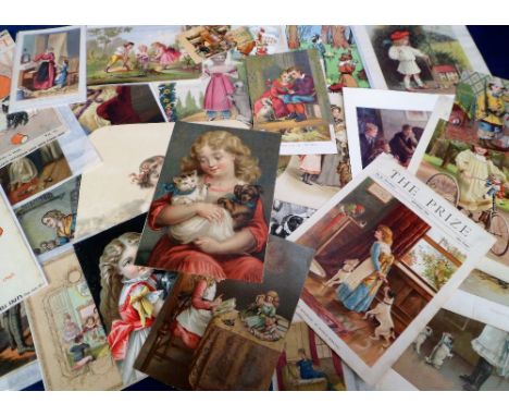 Ephemera, Children, approx. 30 pre 1900 images of children with toys, pets etc. (magazine covers, cuttings, book plates), (ge