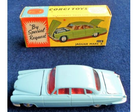 Toys, Corgi boxed Jaguar Mark X Saloon, die-cast model with opening bonnet and boot (retains 2 plastic suitcases) (lightly pl