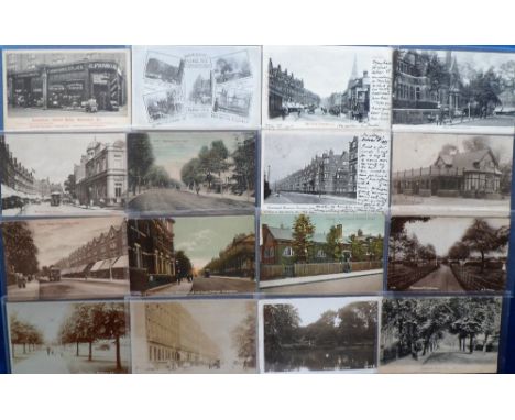 Postcards, London suburbs, a selection of approx. 35 cards with good RP's of Queen's Rd, Great Storm Mitcham Rd (Johns), High