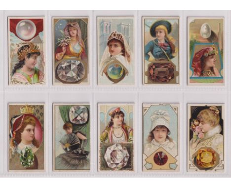Cigarette cards, USA, Kinney, Famous Gems of the World (set, 25 cards) (3 with toning/light staining to backs, rest mostly gd