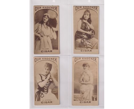 Cigarette cards, USA, Knocker Cigars, Photographic cards, Actresses, 8 different cards, plain backs. Approx. 110mm x 57mm (gd