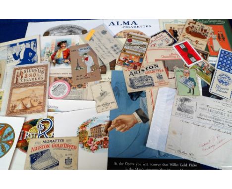Ephemera, Cigarettes, 35+ late 19th to mid 20thC items to include advertisements for Ladies Cigarettes, H.L. Savoury &amp; Co