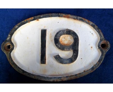 Railwayana, a cast iron oval bridge plate No.19. Approx. size 28 x 18 cms (gd with some light rusting)