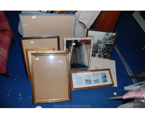 A quantity of glazed frames, photo frames, a mirror and a print, etc.,