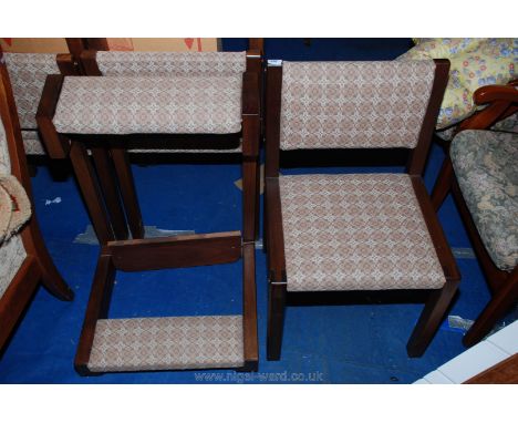 A specially commissioned Welsh loom wool upholstered, dark Mahogany framed single chair with an under-shelf for a bible/praye