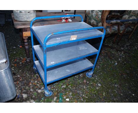 Three removable shelf Trolley on wheels apx 33" x 20" x 37" high (inc. rail)