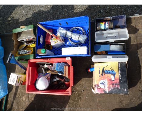 Two small toolboxes and contents, various hand tools, First Aid kit, workshop items etc