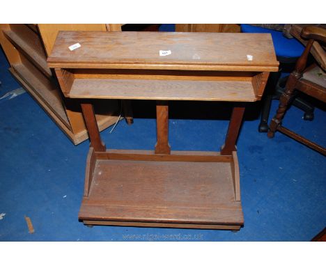 An Oak devotional kneeler/prayer table with bible shelf.