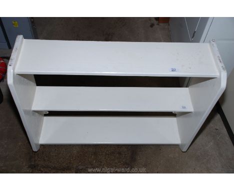 Painted three shelf wall unit 31'' wide x 25'' high x 9'' deep.