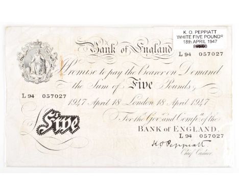 A Black and White Series (1947 issued 1948), Five Pounds banknote. A Black and White Series (1947 issued 1948), Five Pounds b