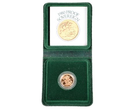 Queen Elizabeth II, Gold Proof Sovereign, 1980. Queen Elizabeth II, Gold Proof Sovereign, 1980, Royal Mint, Obverse portrait 