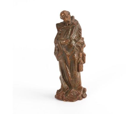             Mönch mit LaterneTerrakotta farbig gefasst. 2. Hälfte 19. Jh. H 21 cm.             Vollplastische Standfigur eine