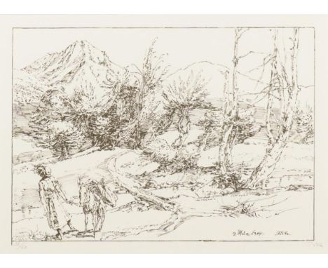                     TÜBKE,             Werner(1929 Schönebeck/Elbe - 2004 Leipzig)    "Im Kaukasus"Lithografie in Sepia. Blei