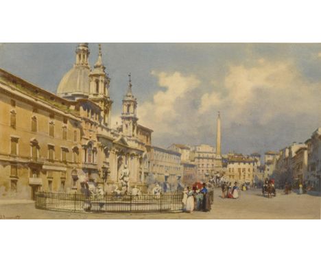                     PROSDOCIMI,             Alberto(1852 Venedig - 1925)    Piazza Navona RomAquarell. Italien. Links unten s
