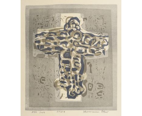                    OBER,             Hermann(1920 Freilassing - 1997 Freilassing)    "1987"Farblinolschnitt. Bleistiftsignat