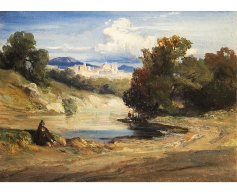                     LANDSCHAFTSMALER ZWEITE HÄLFTE 19. JAHRHUNDERT,     Italienische Landschaft bei TerniÖl auf Karton. Unsig
