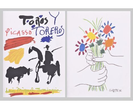                     PICASSO,             Pablo(1881 Málaga - 1973 Mougins)    2 Werke: "Le Bouquet" und "Toros y Toreros"2 Fa