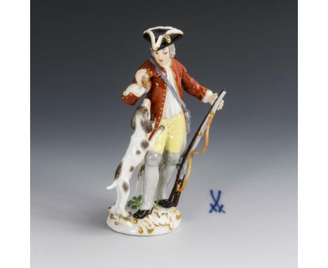 Jäger mit Hund. Meissen. Schwertermarke, Jahreszeichen 1984, 1. Wahl. Modell-Nr.: 60248 (alt 34). Entwurf: 1753/1754.        
