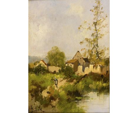                     GALIEN-LALOUE,             Eugène(1854 Paris - 1941 Chérence)    Landschaft mit GehöftÖl/Holz. Links unte