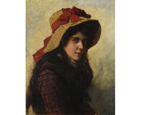             Monogrammist "C.W.": MädchenbildnisÖl/Holz. Rechts unten monogrammiert. Datiert: 1880. 71 x 52 cm. Gerahmt : 105 