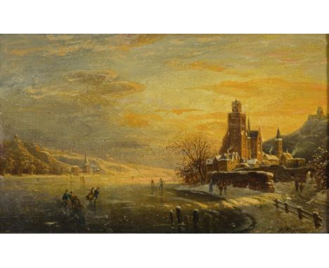                     STEGMANN,             Franz(1831 Gandersheim - 1892 Düsseldorf)    EisvergnügenÖl/Leinwand/Holz. Rechts u