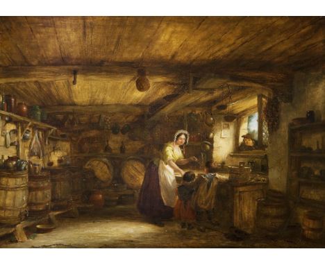                     CONDY,             Nicholas(1793 Plymouth - 1857 Plymouth)    Familie im bäuerlichen InterieurÖl auf Holz