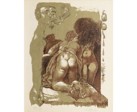                     SITTE,             Willi(1921 Kratzau - 2013 Halle/Saale)    Erotische SzeneFarblithografie auf Bütten. [