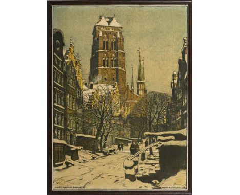                     BENDRAT,             Arthur(1872 Danzig - 1914 Coswig)    "Sankt Marien in Danzig"Farblithografie. Im Dru