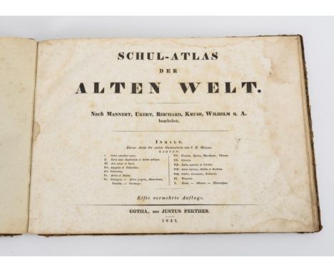             Kartenwerk: "Schul-Atlas der Alten Welt"14 kolorierte Kupferstiche. 22,5 x 30,5 cm.             Vollständiges, ge