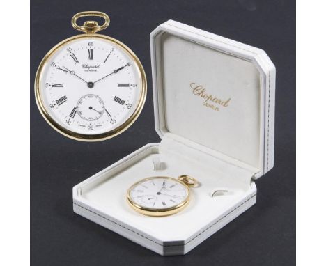             Flache Taschenuhr in Gold. CHOPARD. Referenz-Nr. 3024, Gehäuse-Nr. 116413. 750er Gelbgold (18 ct). ø 49 mm, Höhe: